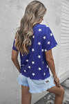 Explore More Collection - USA Star Print Round Neck T-Shirt