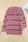 Explore More Collection - Drawstring Striped Dropped Shoulder Hoodie