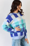 Explore More Collection - J.NNA Checkered Round Neck Long Sleeve Sweater