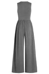 Explore More Collection - Round Neck Sleeveless Jumpsuit with Pockets