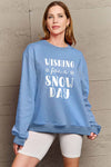 Explore More Collection - Simply Love Full Size WISHING FOR A SNOW DAY Round Neck Sweatshirt