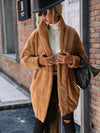 Explore More Collection - Open Front Hooded Teddy Coat