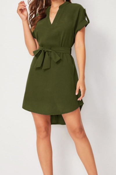 Explore More  Collection - Tied Notched Short Sleeve Dress