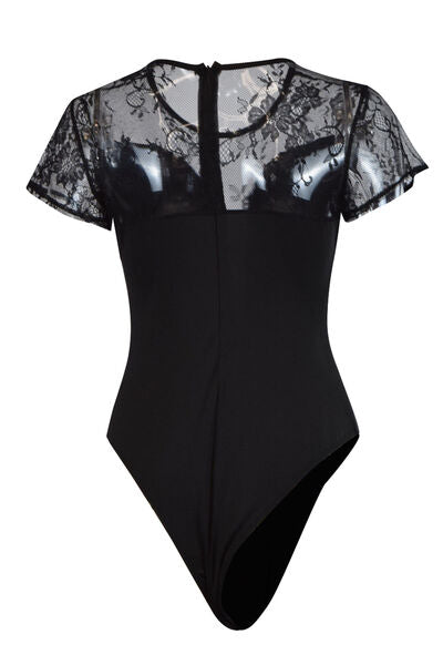 Explore More Collection - Lace Detail Round Neck Short Sleeve Bodysuit