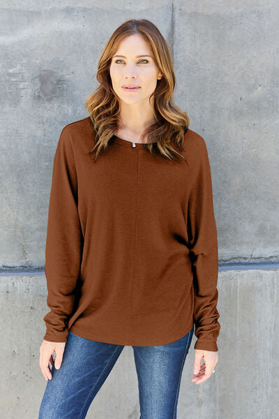 Explore More Collection - Double Take Full Size Round Neck Long Sleeve T-Shirt