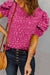 Explore More Collection - Polka Dot Round Neck Puff Sleeve Blouse