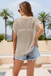 Explore More Collection - Double Take Openwork Round Neck Short Sleeve Knit Cover Up