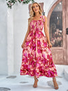 Explore More Collection - Floral Tie-Shoulder Frill Trim Smocked Dress
