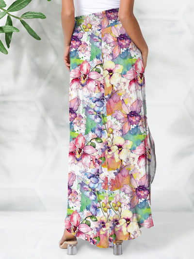 Explore More Collection - Smocked Printed Elastic Waist Maxi Skirt