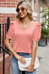 Explore More Collection - Round Neck Ruffle Trim Short Sleeve T-Shirt