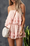 Explore More Collection - Swiss Dot Ruffled Strapless Romper