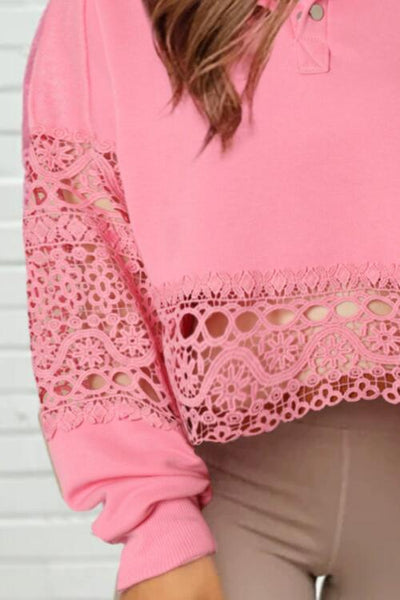 Explore More Collection - Crochet Snap Button Sweatshirt