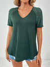 Explore More Collection - Lace Detail V-Neck Short Sleeve T-Shirt