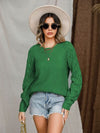 Explore More Collection - Openwork Round Neck Raglan Sleeve Sweater