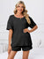 Explore More Collection - Notched Short Sleeve and Shorts Lounge Set