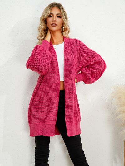 Explore More Collection - Open Front Dropped Shoulder Cardigan