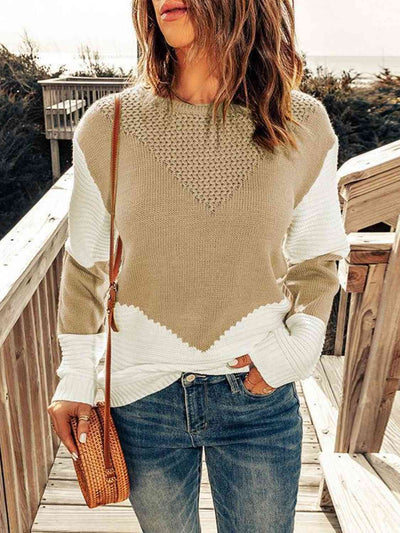 Explore More Collection - Contrast Round Neck Sweater