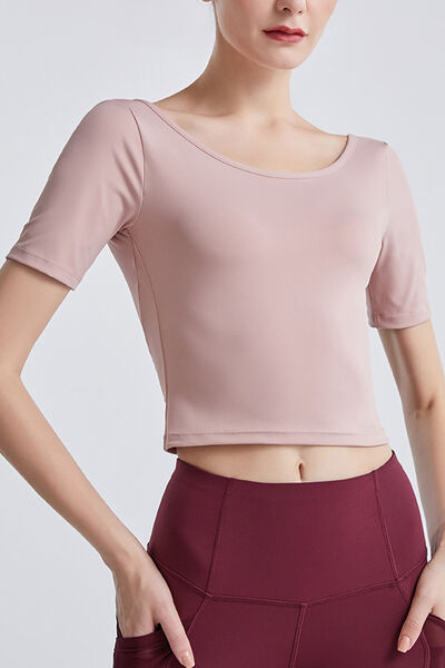 Explore More Collection - Cutout Backless Round Neck Active T-Shirt