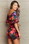 Explore More Collection - Printed Tied Flounce Sleeve Romper