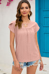 Explore More Collection - Eyelet Round Neck Short Sleeve T-Shirt