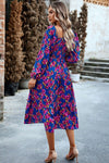 Explore More Collection - Printed Balloon Sleeve Midi Dress