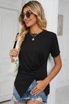 Explore More Collection - Ruched Round Neck Short Sleeve T-Shirt