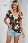 Explore More Collection - Floral V-Neck Short Sleeve T-Shirt