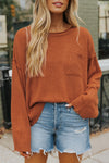 Explore More Collection - Exposed Seam Round Neck Knit Top
