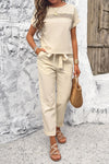 Explore More  Collection - Round Neck Short Sleeve Top and Pants Set