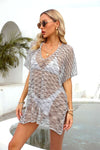 Explore More Collection - Openwork V-Neck Half Sleeve Cover Up