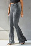 Explore More Collection - Ribbed High Waist Flare Pants