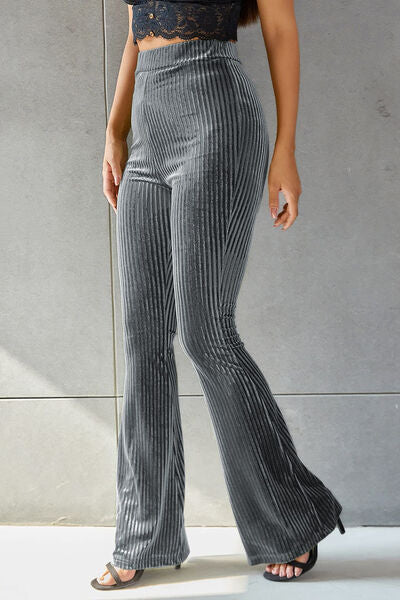 Explore More Collection - Ribbed High Waist Flare Pants