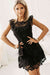 Explore More Collection - Round Neck Cap Sleeve Lace Mini Dress