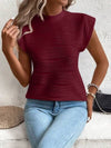 Explore More Collection - Mock Neck Cap Sleeve T-Shirt