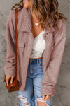Explore More Collection - Fuzzy Button Up Pocketed Jacket