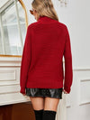 Explore More Collection - Zipper Detail Turtleneck Raglan Sleeve Sweater