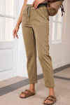 Explore More Collection - Drawstring Straight Pants with Pockets