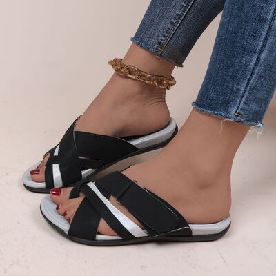 Explore More Collection - Crisscross PU Leather Open Toe Sandals