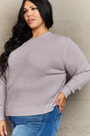Explore More Collection - Zenana Breezy Days Plus Size High Low Waffle Knit Sweater