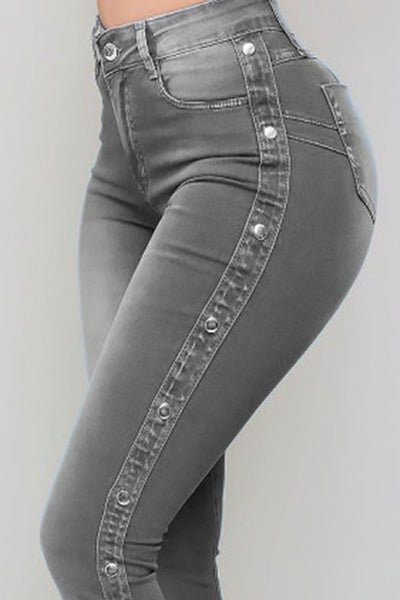 Explore More Collection - Button Detail Flare Jeans