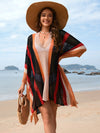 Explore More Collection - Openwork Color Block Plunge Cover-Up