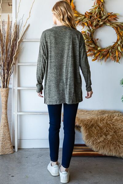 Explore More Collection - Reborn J Button Side Round Neck Long Sleeve T-Shirt