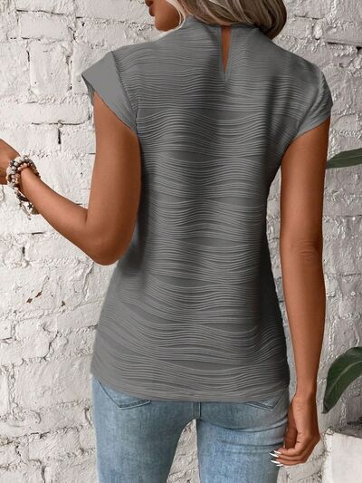 Explore More Collection - Mock Neck Cap Sleeve T-Shirt