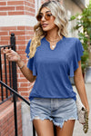 Explore More Collection - Ruffled Notched Cap Sleeve T-Shirt