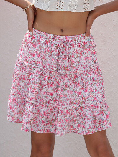 Explore More Collection - Printed Elastic Waist Mini Skirt