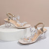 Explore More Collection - Butterfly Detail Open Toe Mid Heel Sandals