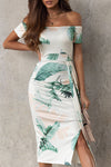 Explore More  Collection - Slit Printed Off-Shoulder Midi Dress