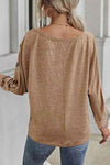 Explore More Collection - Boat Neck Buttoned Long Sleeve T-Shirt