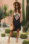 Explore More Collection - Geometric V-Neck Spaghetti Strap Cover Up Dress