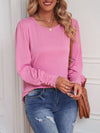 Explore More Collection - Round Neck Lantern Sleeve Blouse